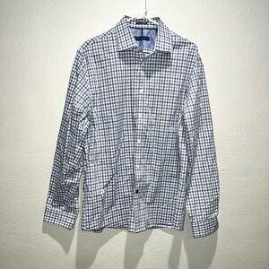 Tommy Hilfiger Slim Fit Non Iron Blue Plaid Checkered Dress Shirt